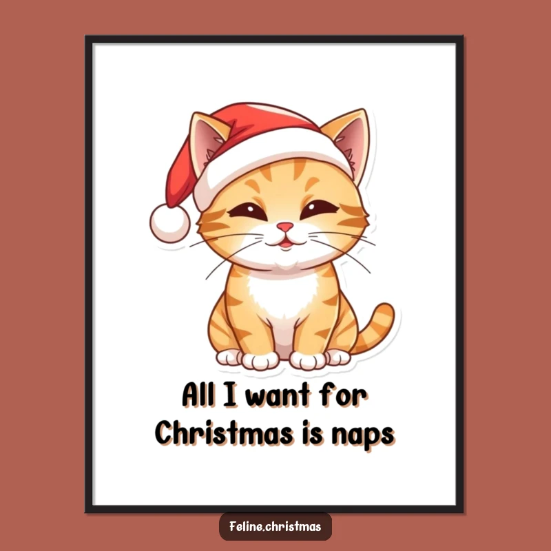 Free Printable Cat Wall Art: Funny Christmas Kitty Downloadable Decor