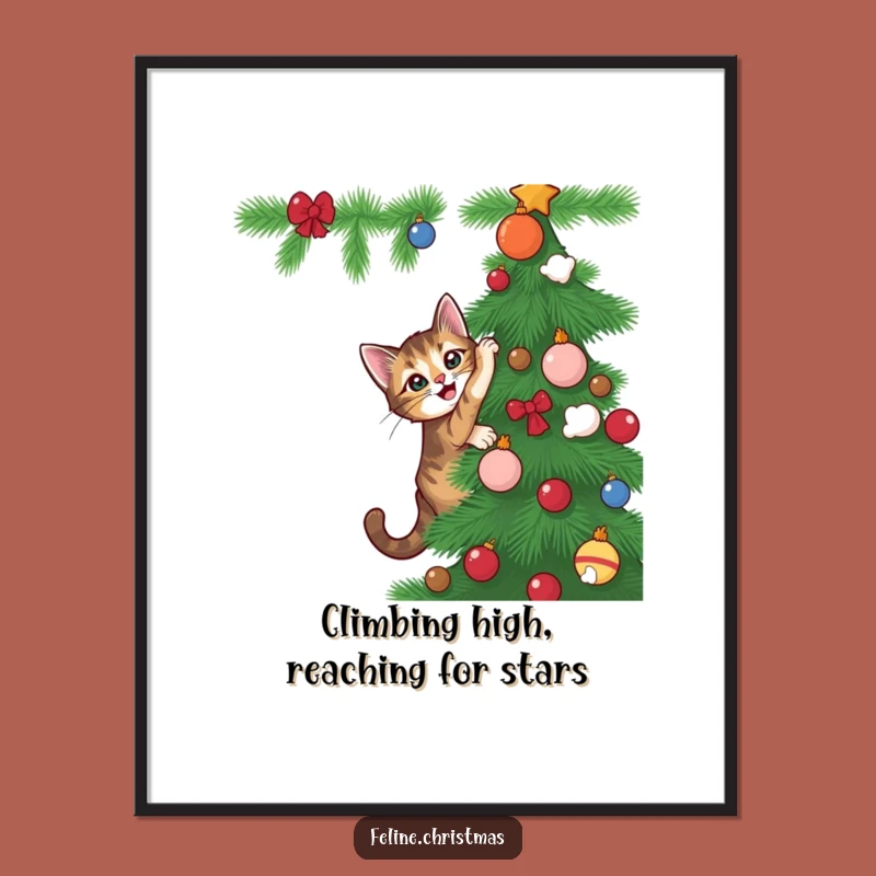 Free Printable Tabby Cat Wall Art - Funny Climbing Feline Downloadable Decor