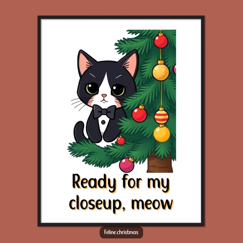 Funny Free Printable Tuxedo Cat Art: Festive Holiday Downloadable Decor