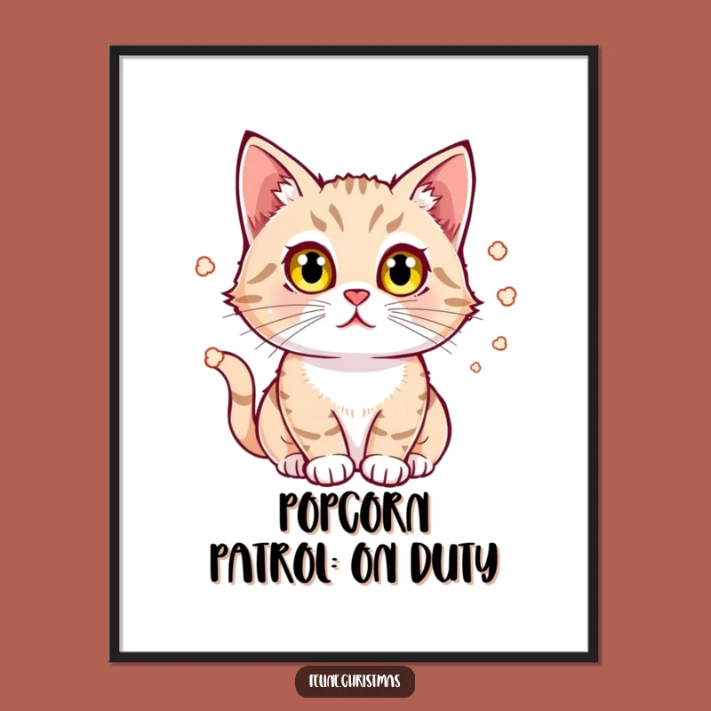 Funny Free Printable Wall Art: Cat's Popcorn Fascination, Downloadable Decor!