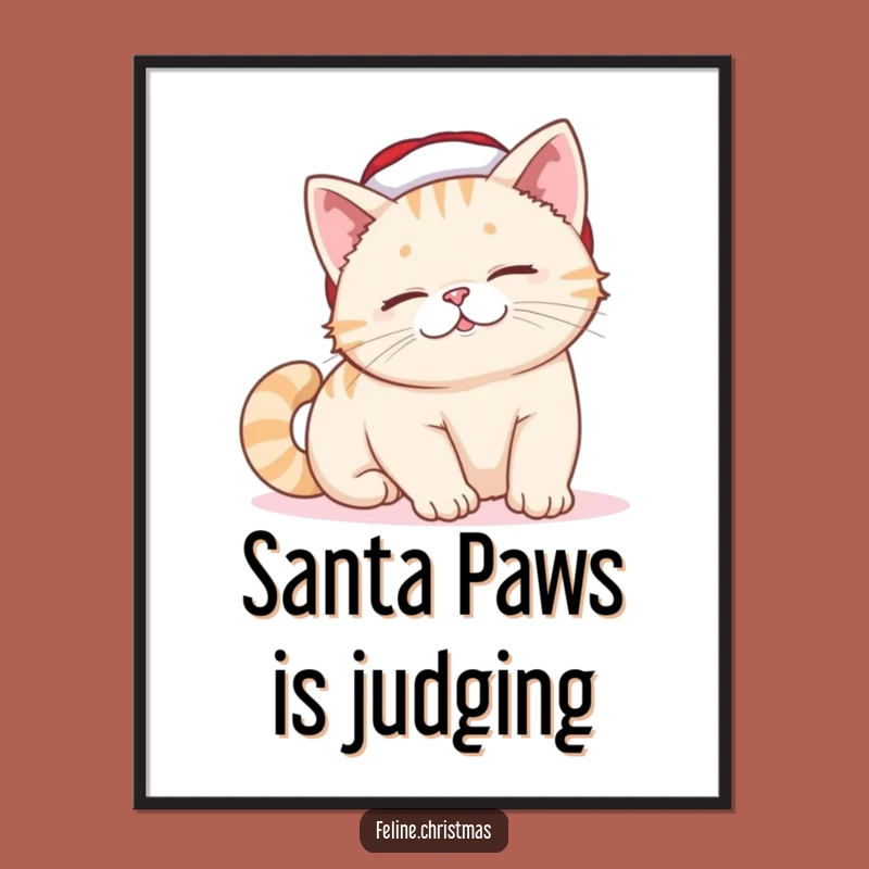 Funny Free Printable Wall Art: Lazy Santa Cat's Holiday Vibe, Downloadable Decor!