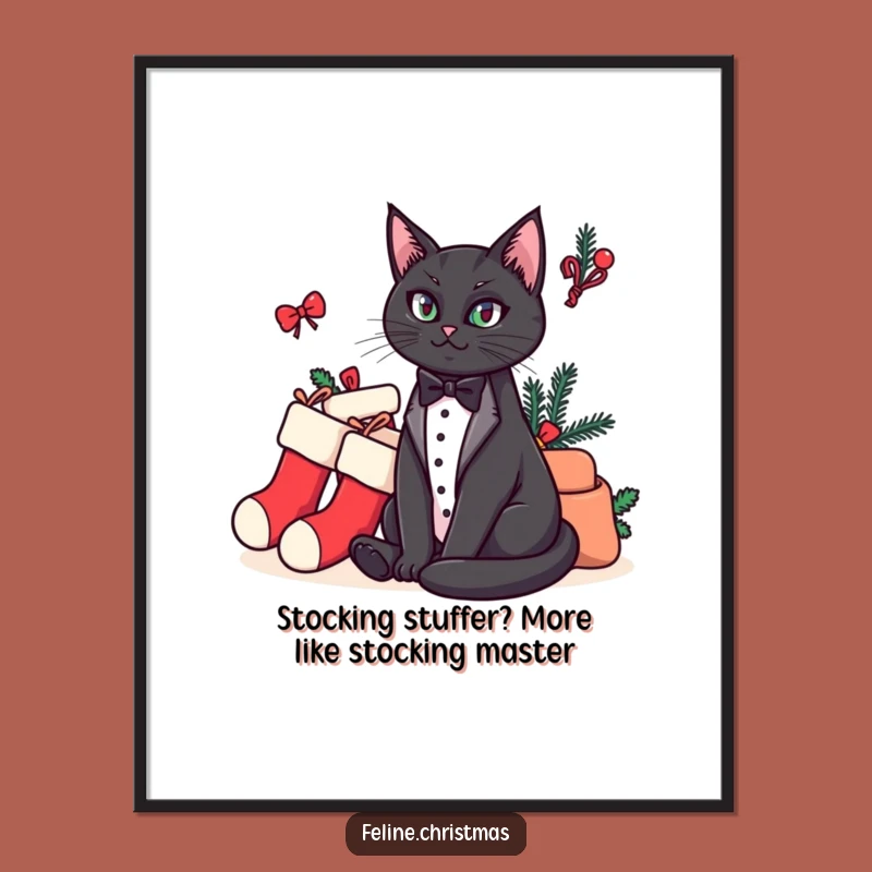 Funny Free Printable Wall Art: Regal Tuxedo Cat & Stockings Downloadable Decor