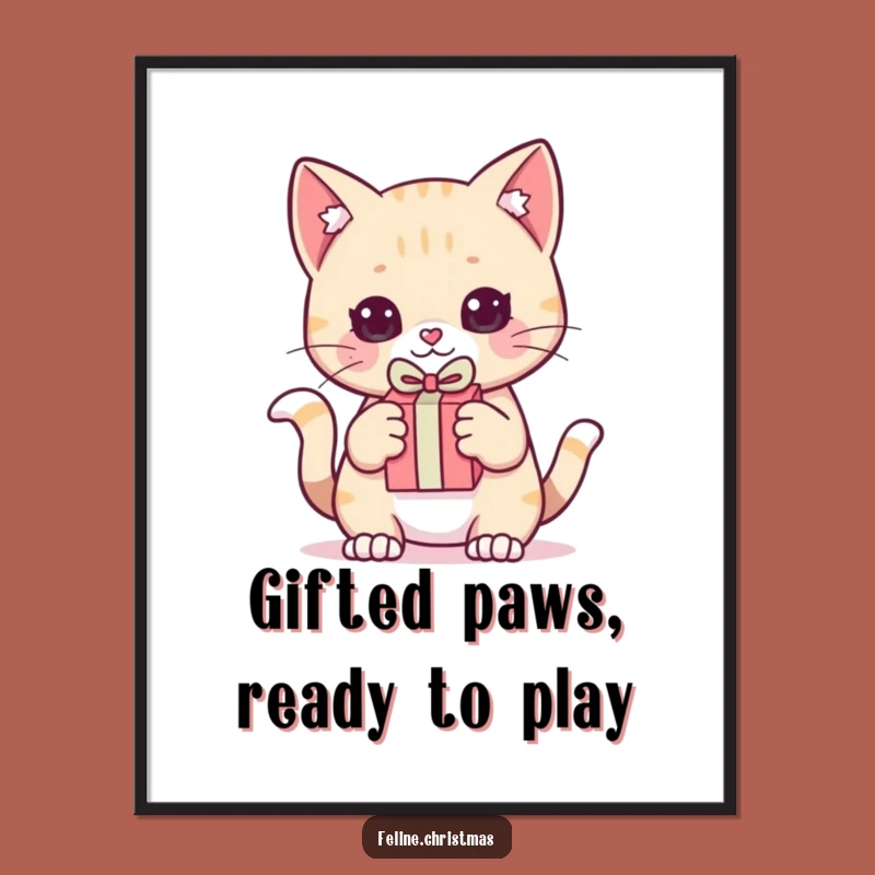 Free Printable Wall Art: Funny Kawaii Cat Pounces with Gift Decor!