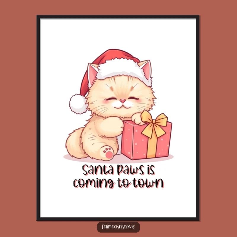 Funny Free Printable Santa Cat Art: Festive Feline Downloadable Decor