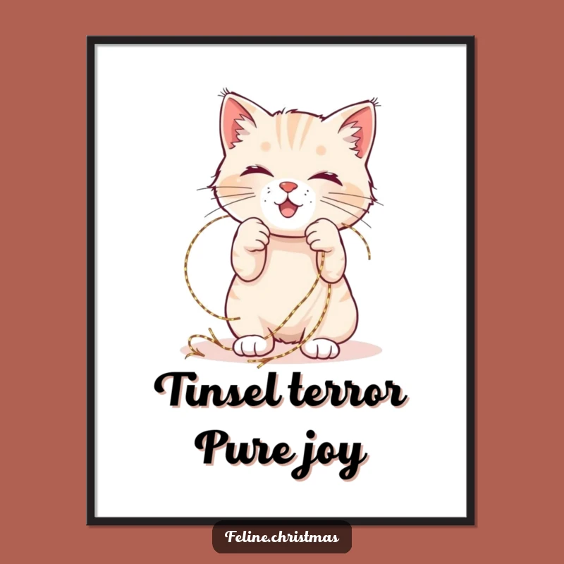 Free Printable Wall Art: Funny Cat Playing with Tinsel Download