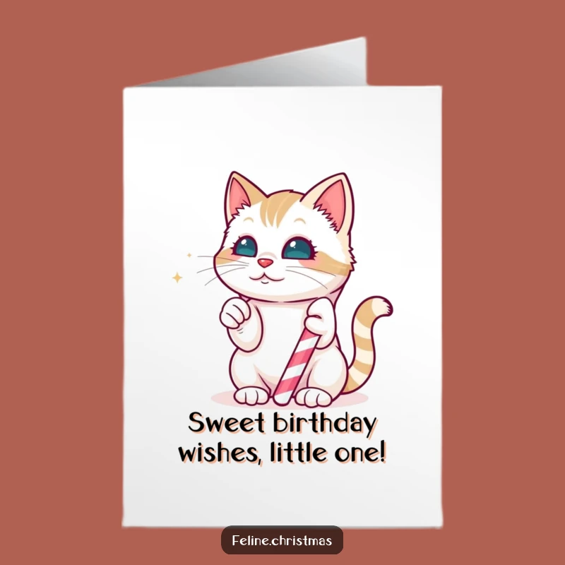 Free Printable Birthday Card: Funny Cat & Candy Cane Birthday Bash!