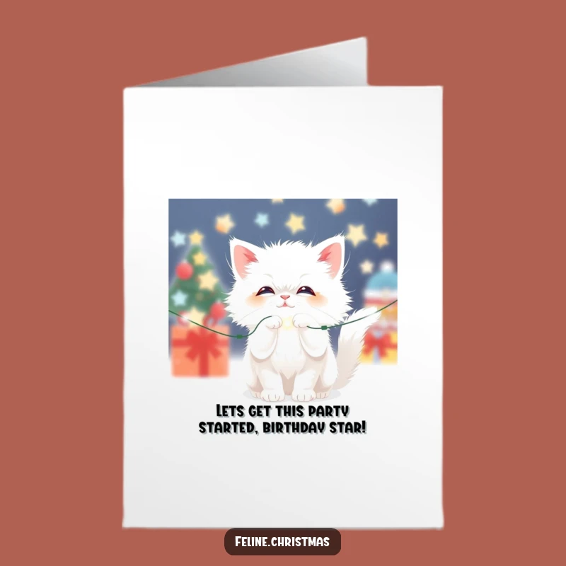 Free Printable Christmas Cat Birthday Card: Funny Kitten Downloadable