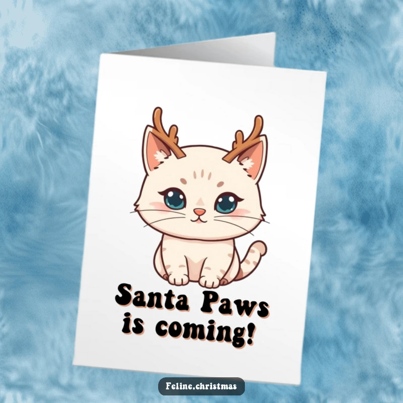 Funny Free Printable Birthday Card: A cat wearing tiny reindeer antlers, giving a mischievous wink, ready for birthday fun.