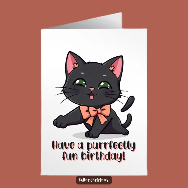 Free Printable Black Cat Birthday Card: Playful Stretch, Perfect Downloadable Gift