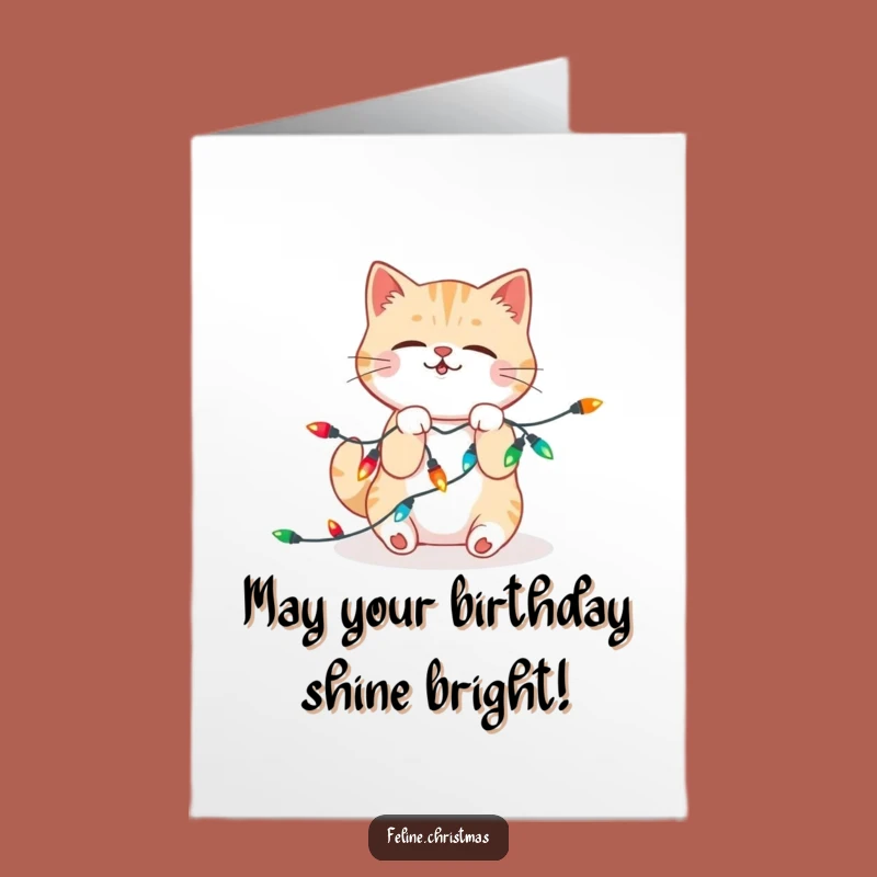 Free Printable Birthday Card: Funny Kawaii Cat Lights Up Your LOLs!