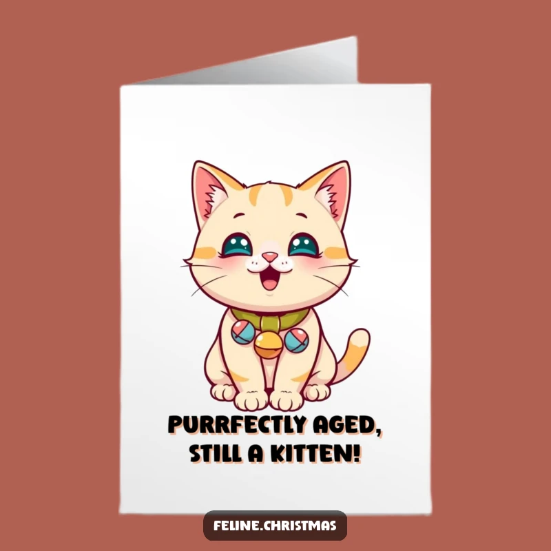 Free Printable Funny Cat Birthday Card - Jingle Bell Kitty Surprise Downloadable Gift
