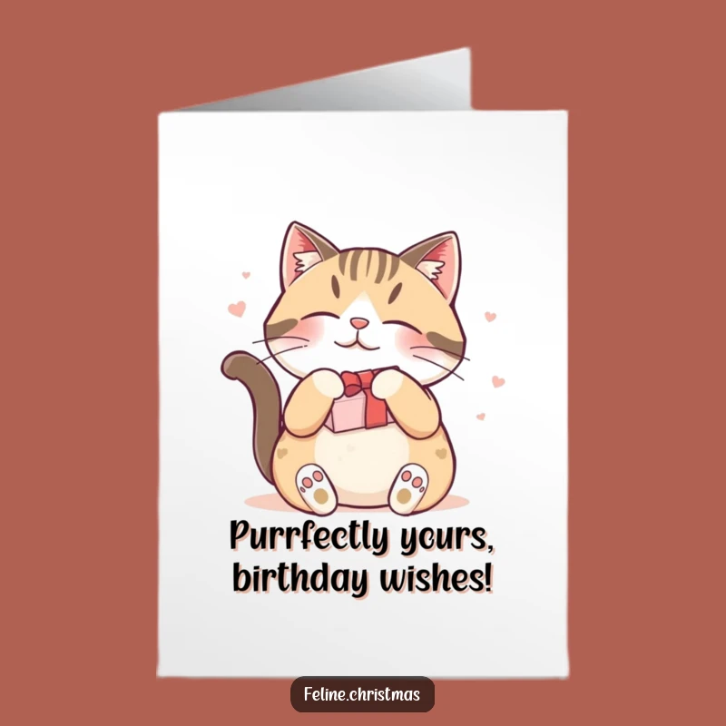 Free Printable Birthday Card: Content Cat Loves Gifts Funny Downloadable Card