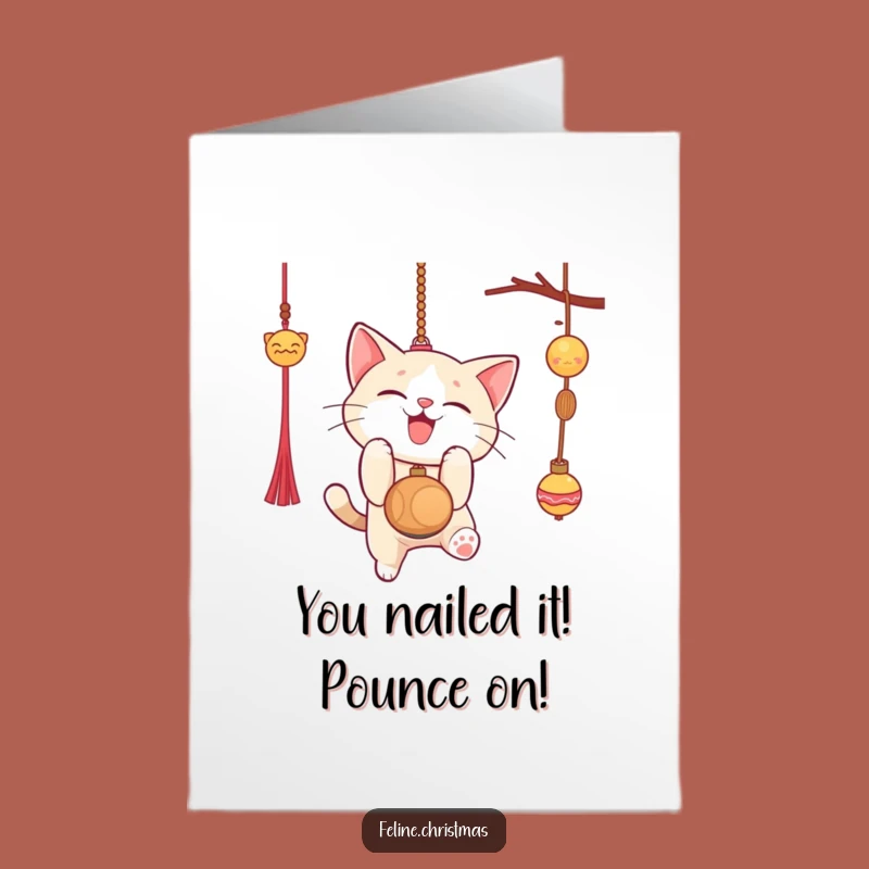Free Printable Cat Congrats Card: Pouncing Achievement Downloadable Gift