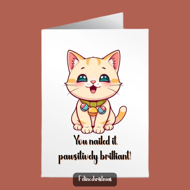 Free Printable Cat Congratulations Card - Jingle Bell Kitty Celebration Downloadable Gift
