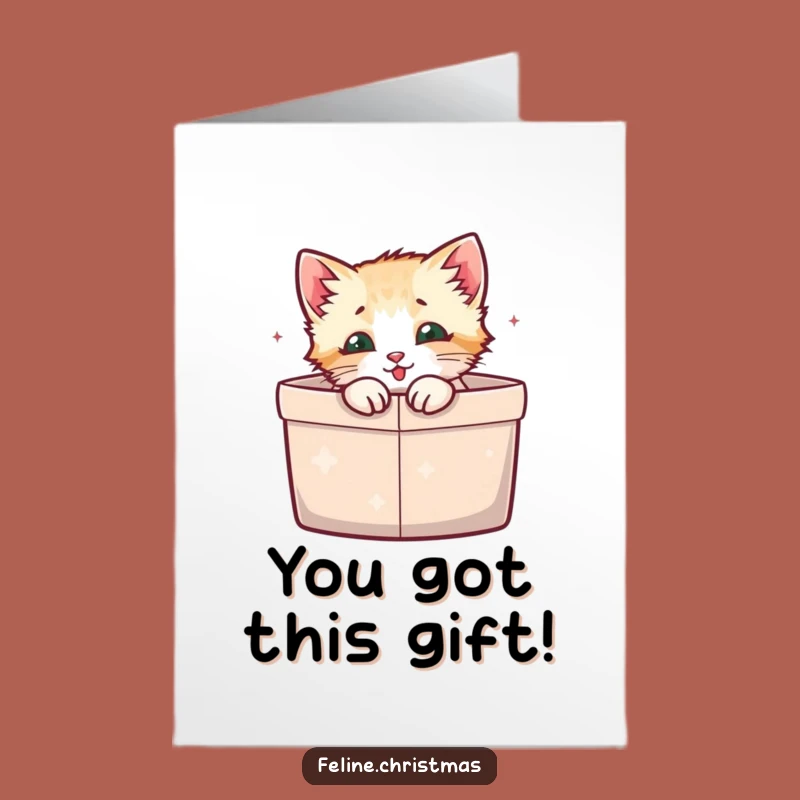 Free Printable Kitten Congrats Card: Humorous Cat & Gift Box Downloadable Celebration