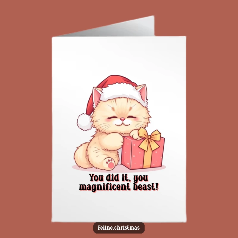Free Printable Santa Cat Congrats Card: Joyful Feline Downloadable