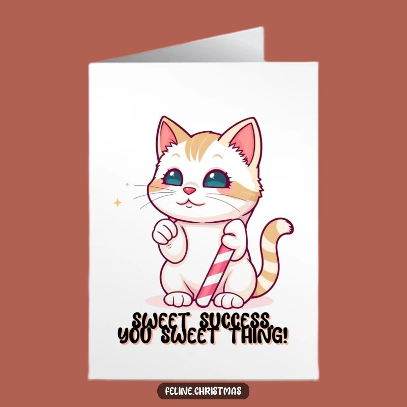 Free Printable Congrats Card: Kawaii Cat Celebrates Sweet Success!