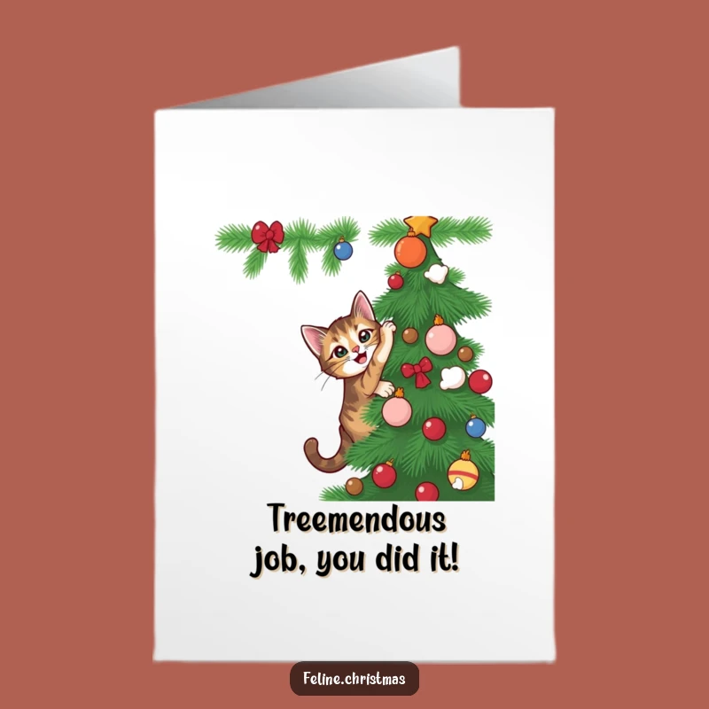 Free Printable Tabby Cat Congratulations Card - Funny Climbing Feline Downloadable