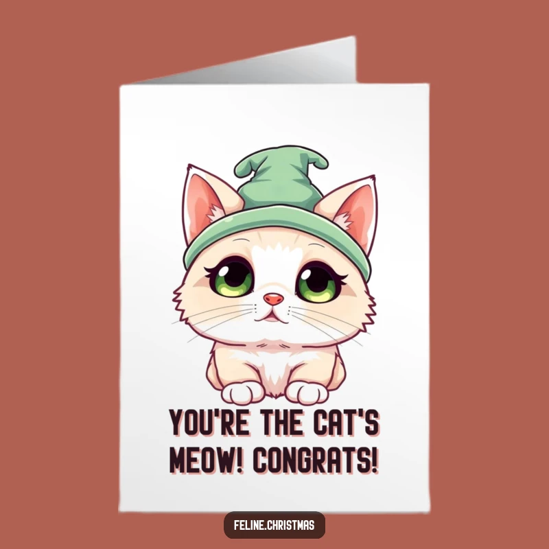 Free Printable Elf Cat Congrats Card: Funny Kawaii Kitten Downloadable