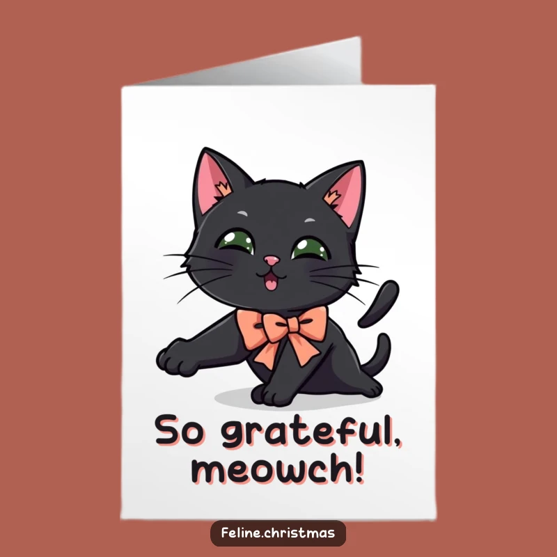 Free Printable Black Cat Thank You Card: Stylish Meow, Perfect Downloadable Gift