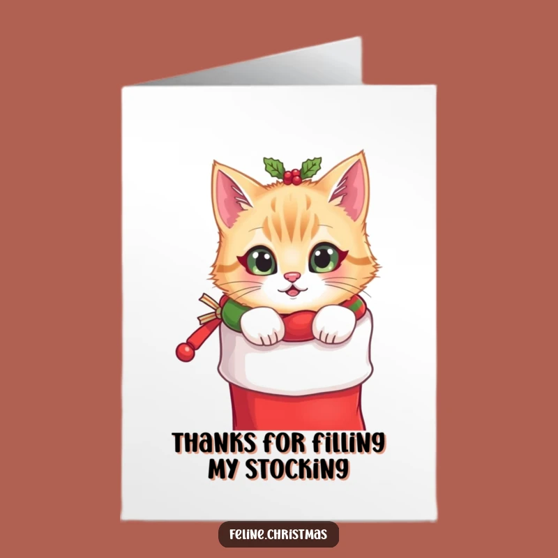 Free Printable Cat Thank You Card: Festive Peek Downloadable Gratitude Gift