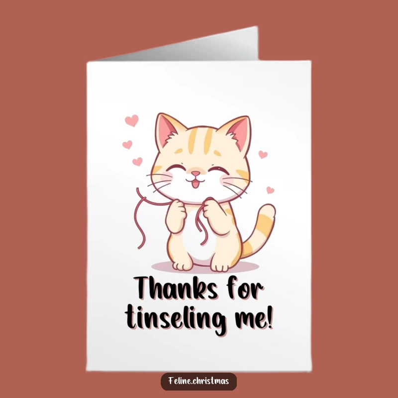 Free Printable Kawaii Cat Thank You Card: Tinsel Thanks Downloadable Greeting