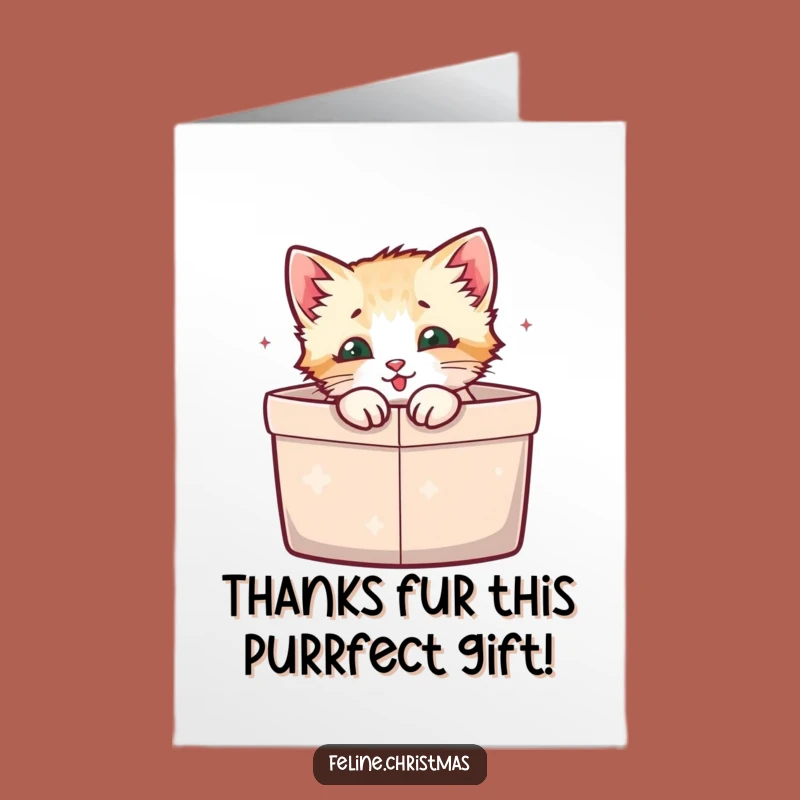 Free Printable Kitten Thank You Card: Funny Cat & Gift Box Downloadable Gratitude