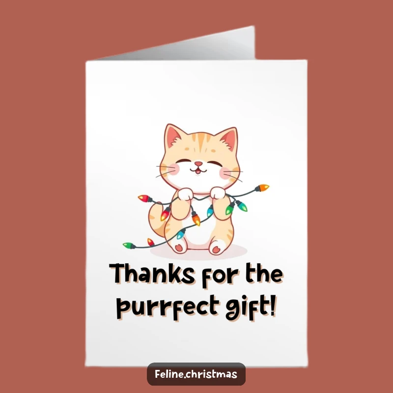 Free Printable Thank You Card: Funny Kawaii Cat Shows Gratitude with Lights!