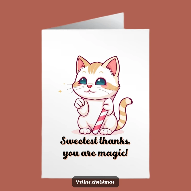Free Printable Thank You Card: Kawaii Cat's Sweet Candy Thanks!