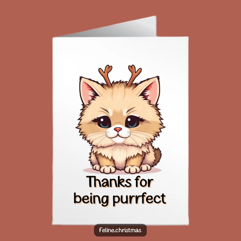 Free Printable Thank You Card: Mischievous Cat Antlers Thankful Funny