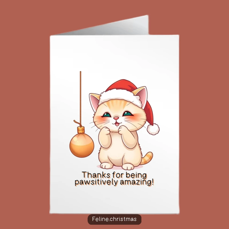 Free Printable Thank You Card: Santa Cat's Playful Thanks - DIY Downloadable