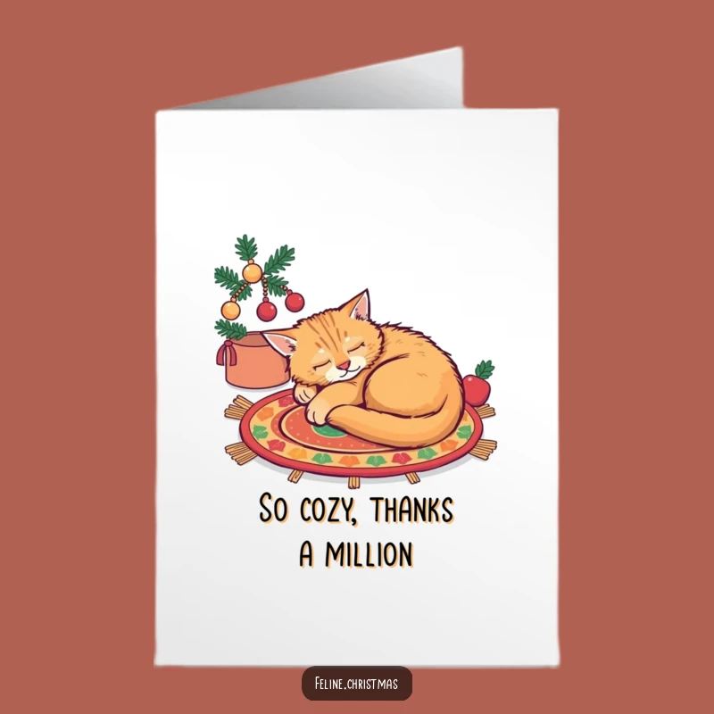 Free Printable Thank You Card: Sleepy Cat Rug for Peaceful Gratitude!