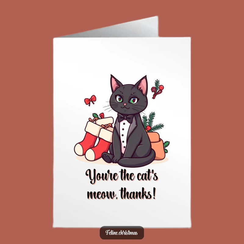 Free Printable Thank You Card: Tuxedo Cat's Regal Appreciation - Downloadable Design