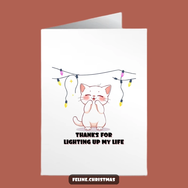 Free Printable Thank You Card: White Cat Lights for a Bright Appreciation!