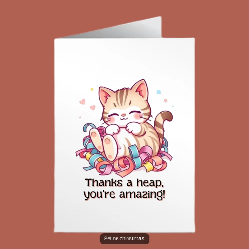 Free Printable Striped Cat Thank You Card: Funny Kawaii Kitten Gift