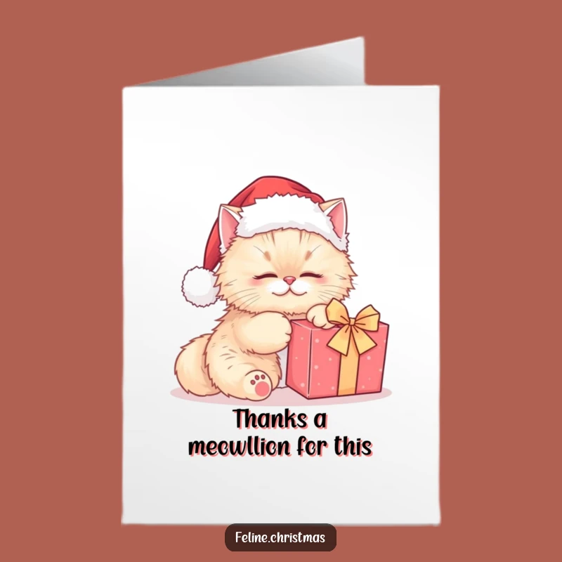 Free Printable Santa Cat Thank You Card: Adorable Kitty Downloadable