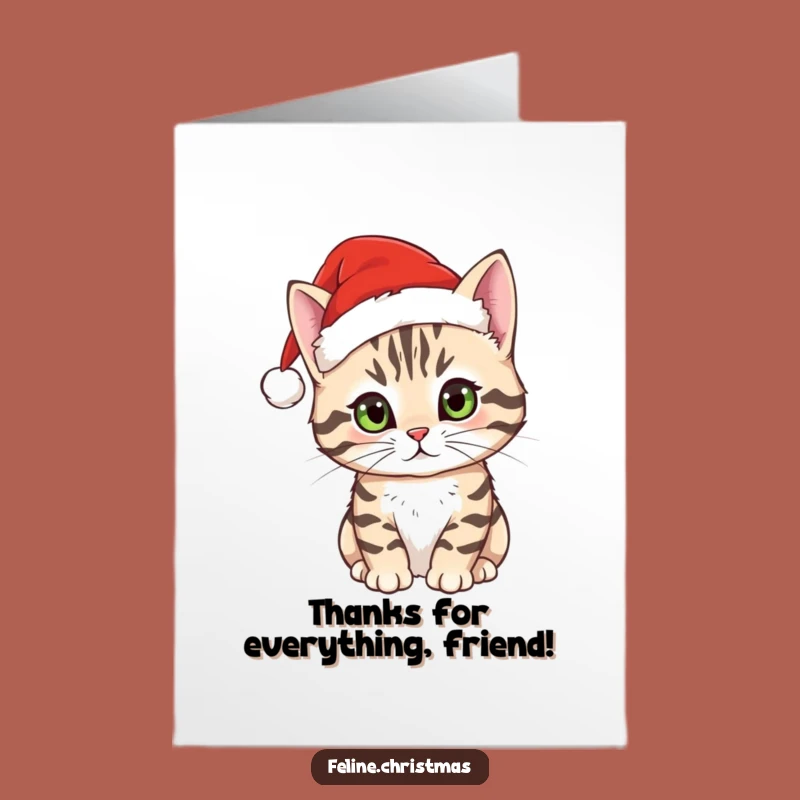 Free Printable Tabby Cat Thank You Card: Santa's Helper, Perfect Downloadable Gift