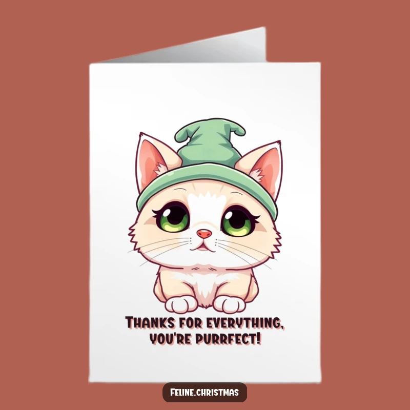 Free Printable Elf Cat Thank You Card: Funny Kawaii Kitten Gift