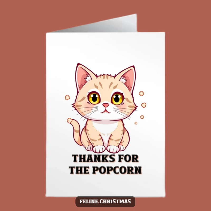 Whimsical Free Printable Thank You Card: Cat's Popcorn Stare, Easy Downloadable!