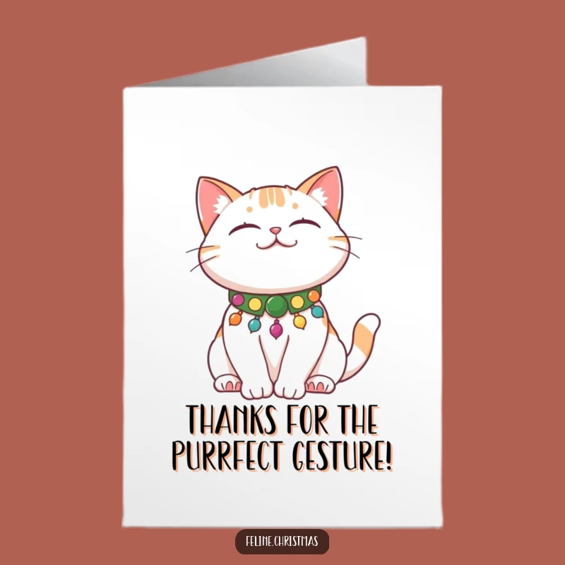 Humorous Free Printable Thank You Card: Content Festive Cat Stretching Gift