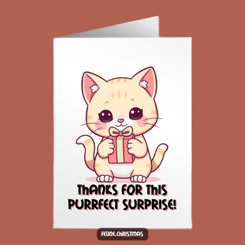 Free Printable Thank You Card: Kawaii Cat Pounces with Gratitude Gift!