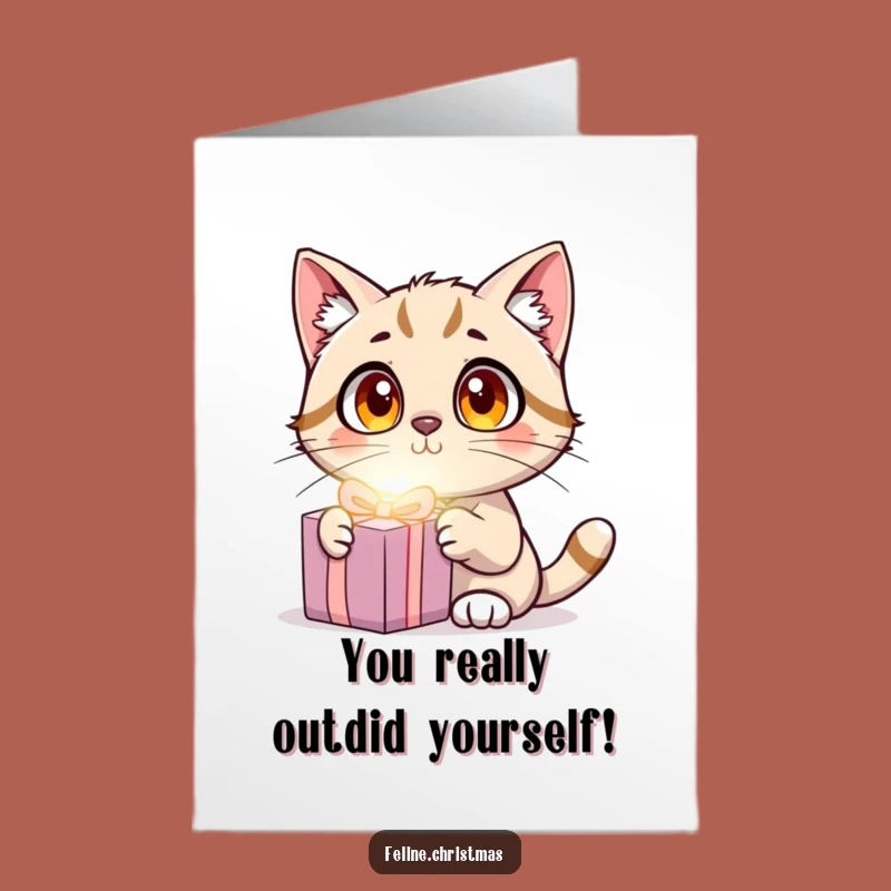 Humorous Free Printable Thank You Card: Surprised Cat Glowing Present Gift