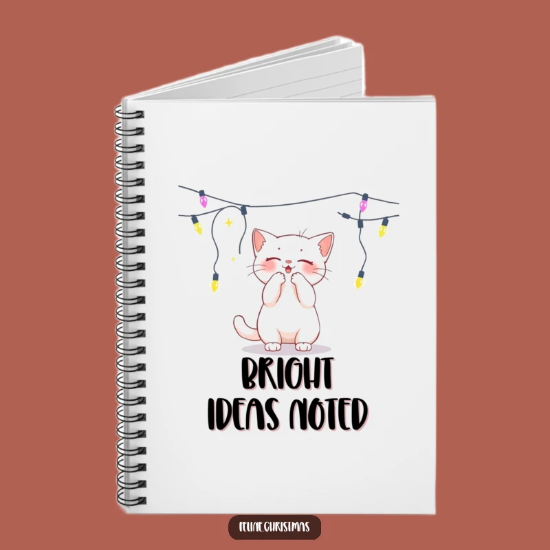 Funny White Cat Lights Notebook - Jot Down Bright Ideas