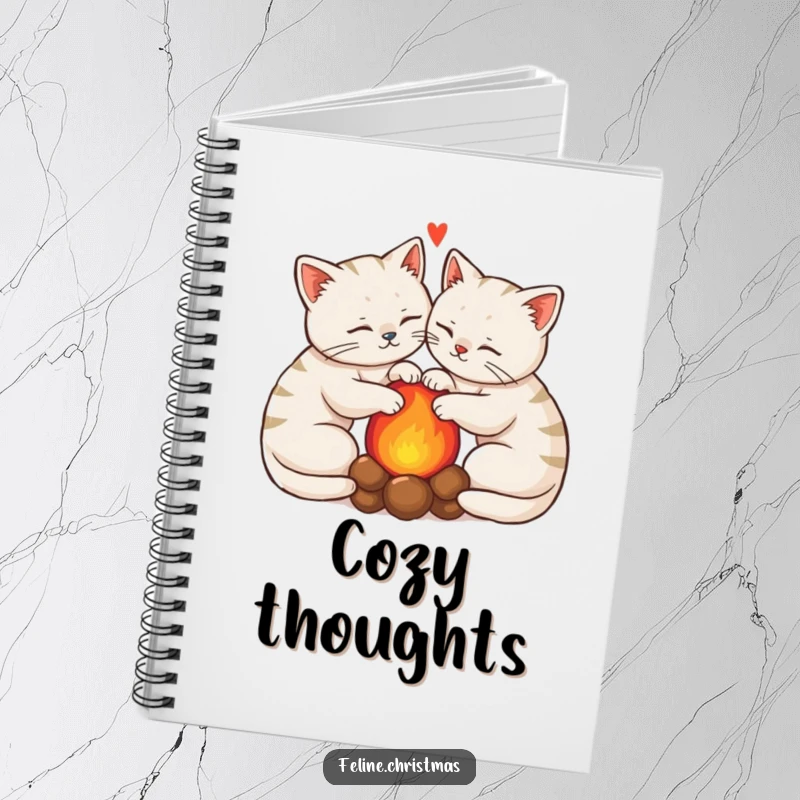 Funny Kawaii Cats Notebook: Two cats are cozy by a hearth, perfect for documenting funny thoughts and ideas.