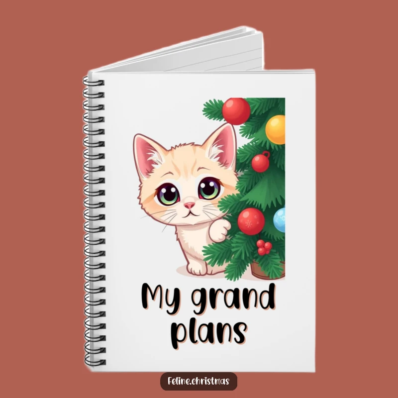 Funny Cat Christmas Notebook: Wide-eyed kitty hiding, a hilarious journal gift.