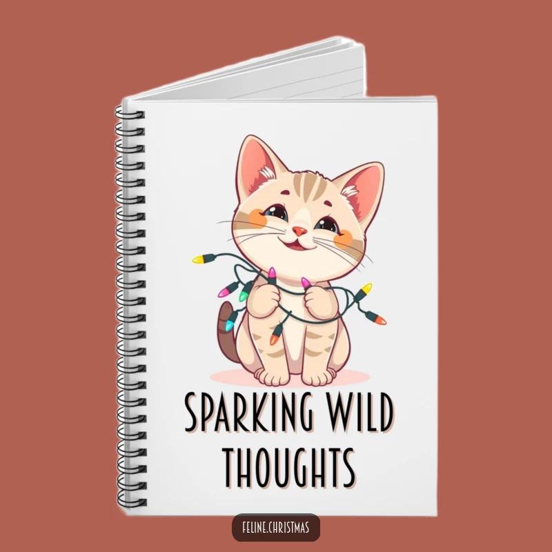 Funny Cat Lights Notebook: Festive Journal, Playful Thoughts, Perfect Gift for Writers!