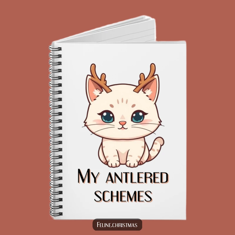 Funny Mischievous Cat Reindeer Notebook - Jot Down Pranks & Plans