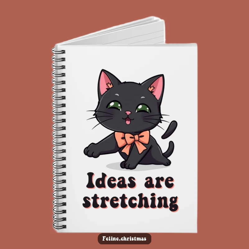Funny Black Cat Festive Bow Notebook - Journal for Playful Minds