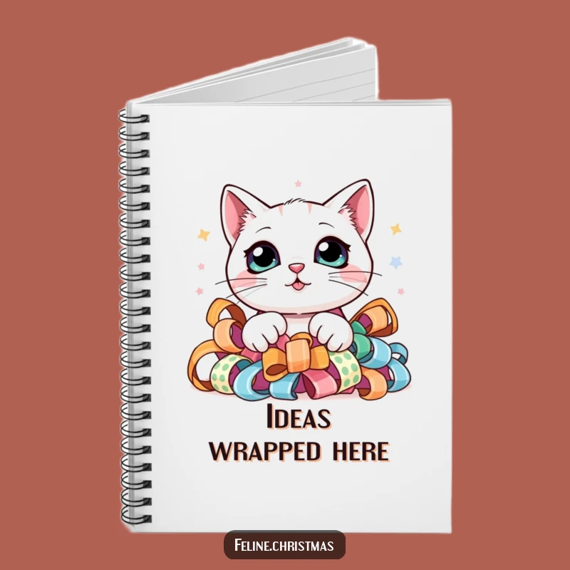Funny Kawaii Cat Ribbon Peek Notebook - Cute Curious Kitty Journal Gift!