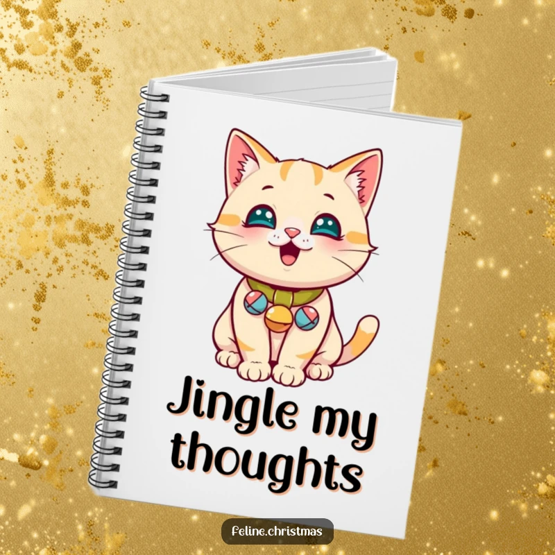 Funny Jingle Bell Cat Notebook: A playful cat with jingle bells on its collar, perfect for writing down funny thoughts and ideas.